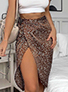 Women's Wrap Mini Skirt - Side Slit / Undefined Waistband